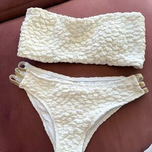Textured Cream Swimsuit